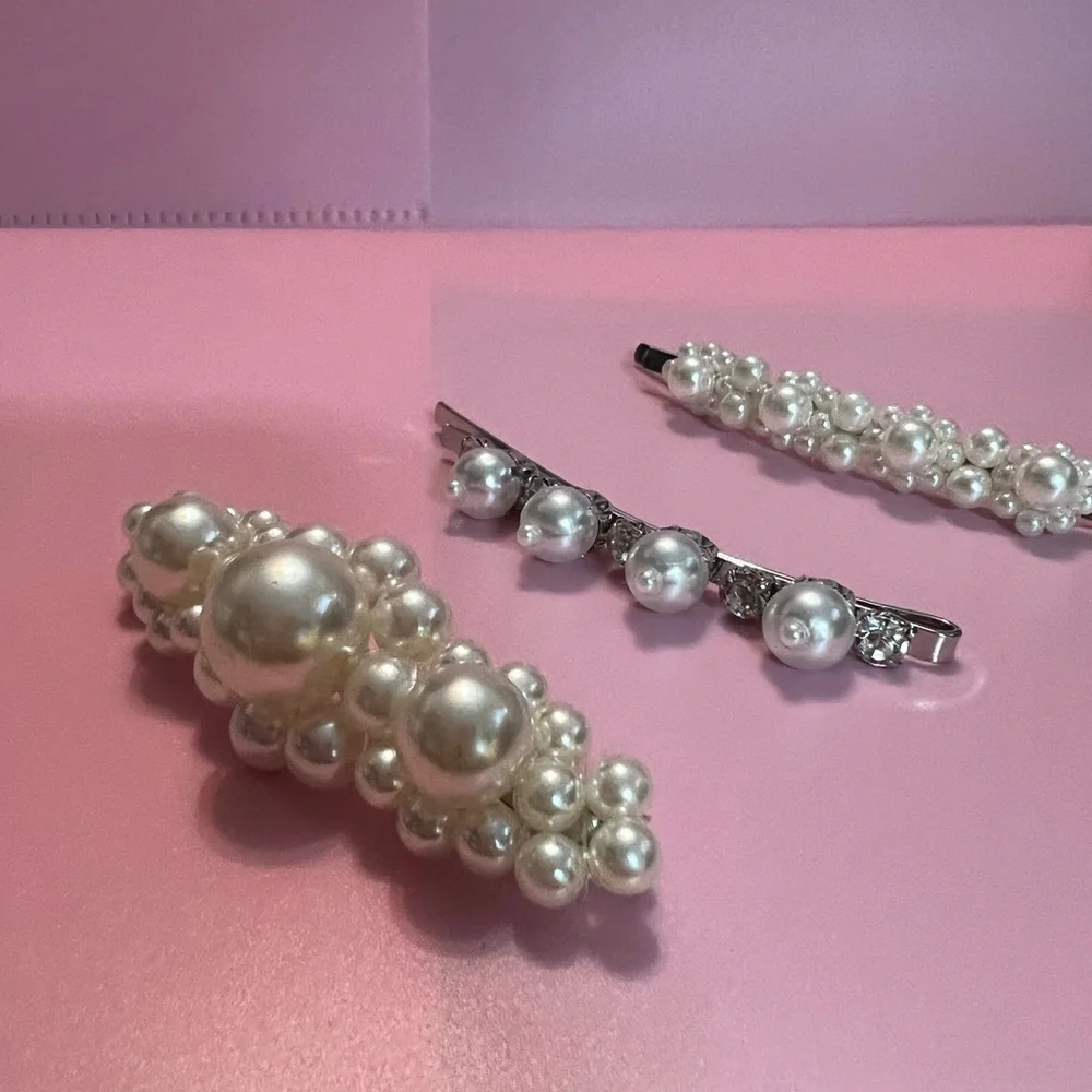Solid Pearl Hair Clips Set Hair Barrettes Fashion Hairpins Snap Hairstyling Sets - Picture 7 of 8